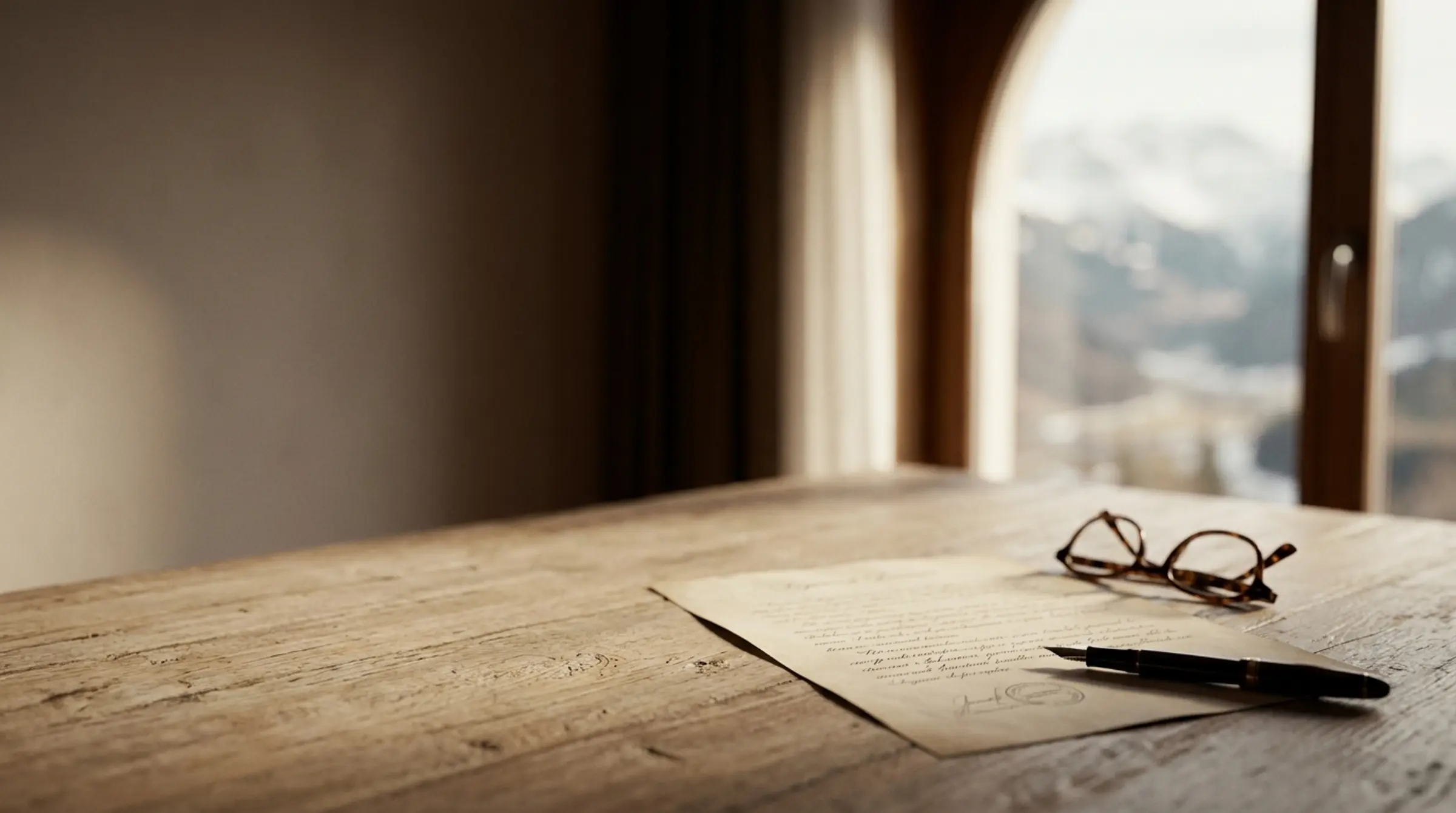 Devis signé, tampon et stylo sur une table en bois clair